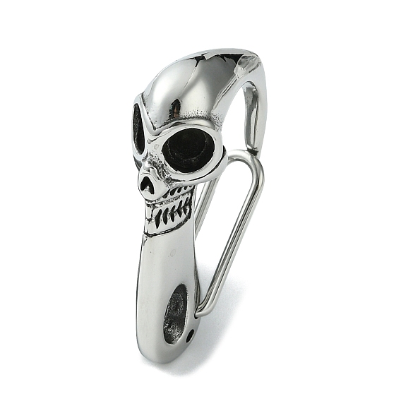 Tibetan Style 304 Stainless Steel Spring Gate Rings, Skull