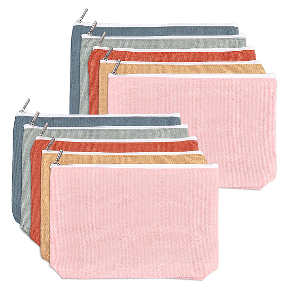 5Pcs 5 Colors Cloth Zipper Jewelry Bag Gift Pouches, Cosmetic Bags with Alloy Findings, Rectangle