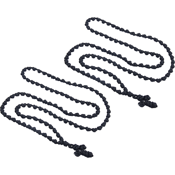 2Pcs Polyester Braided Cord Cross Pendant Prayer Necklaces