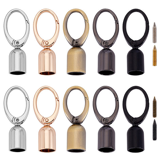 10шт. 5 цвета цинковый сплав наконечники шнура, с карабинами и винтами