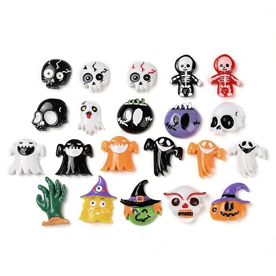 Ghost/Skull/Hand/Pumpkin/Skeleton/Monster/Head Halloween Opaque Resin Decoden Cabochons, Halloween Jewelry Craft