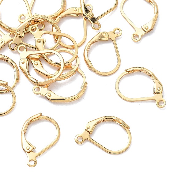 SHEGRACE Brass Leverback Earring Findings, with Loops, Cadmium Free & Nickel Free & Lead Free, Long-Lasting Plated
