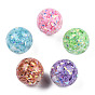 Transparent Resin Beads, with Glitter Sequins, Round