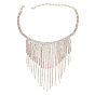 Vintage Exaggerated Alloy Rhinestone Fringe Necklace for Women's Fashion Party Jewelry