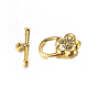 De style tibétain fermoirs fleurs à bascule, sans cadmium et sans plomb, fleur: 22x14x6 mm, trou: 2 mm, bar: 20x7x3 mm, trou: 2 mm, sur 340 définit / 1000 g