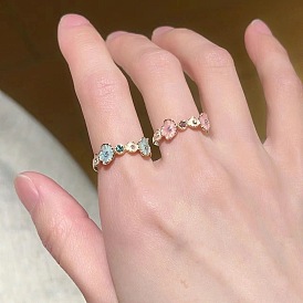 Кольца-манжеты из сплава с эмалью и стразами для женщин., цветок, золотые