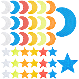 Gorgecraft 8 Sets 2 Style Star & Moon PET Safety Reflector Strips Adhesive Stickers, Auto Accessories