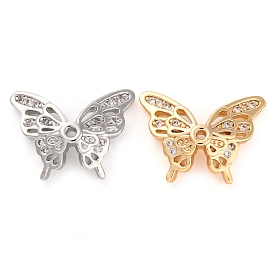 Brass Micro Pave Cubic Zirconia Beads, Butterfly