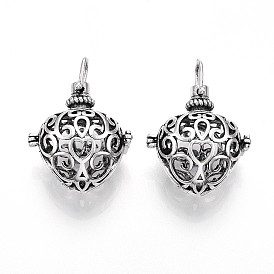 Подвески из латуни, без никеля , для ожерелья, полые сердца