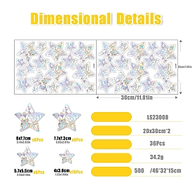 2 шт., электростатические наклейки на окна со звездами и радужными призмами, наклейки из ПВХ против столкновений, для окон, стеклянные двери, украшения для зеркал