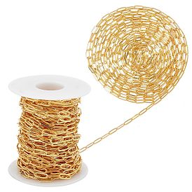 SUNNYCLUE Soldered Brass Paperclip Chains, Flat Oval, Drawn Elongated Cable Chains