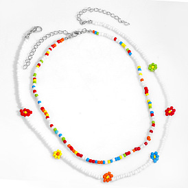 Bohemian Short Necklace Set with Colorful Beads - 2 Pieces