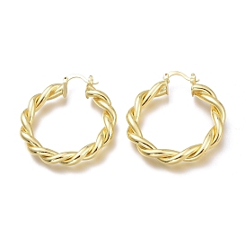 Brass Hoop Earrings, Long-Lasting Plated, Twist Ring