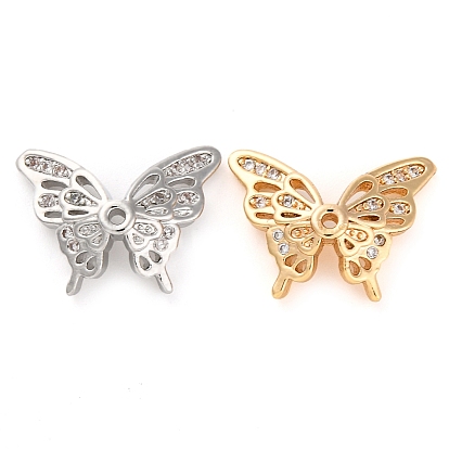 Латунные микро проложить кубического циркония бусы, без кадмия, без никеля и без свинца, бабочка
