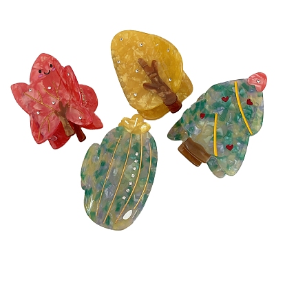 Заколки для волос с когтями из ацетата целлюлозы (смола), заколка для волос для женщин и девочек, Новогодняя тема