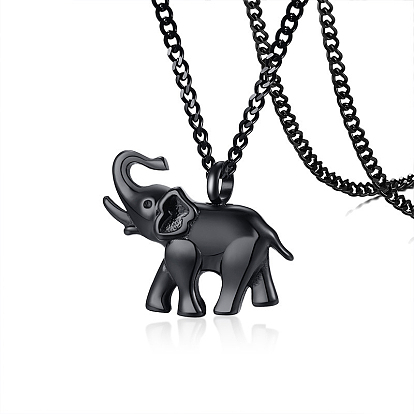 Stainless Steel Elephant Urn Ashes Pendant Necklace, Memorial Jewelry for Men Women