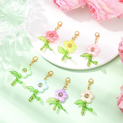 Цветочные акриловые подвесные украшения, Сплав с застежками когтя омара