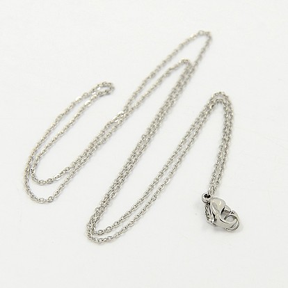 304 Stainless Steel Cable Chain Necklaces, with Lobster Claw Clasps, 17.7 inch(45cm)