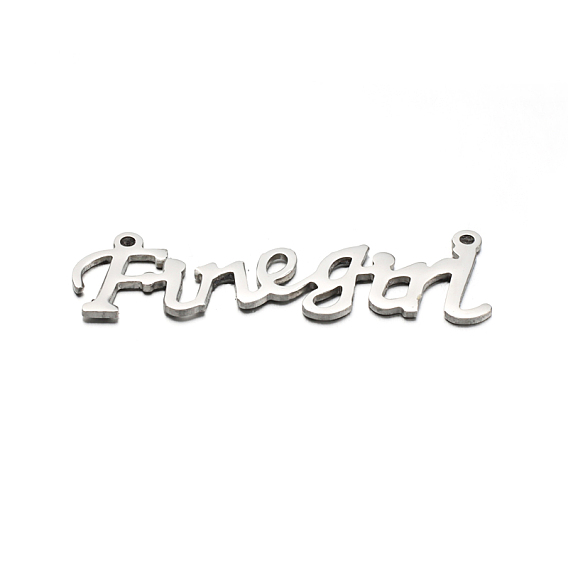 304 подвески из нержавеющей стали, слово finegirl, 11x38x1 мм, отверстие : 1 мм