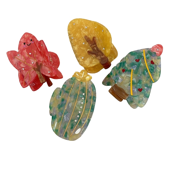 Заколки для волос с когтями из ацетата целлюлозы (смола), заколка для волос для женщин и девочек, Новогодняя тема