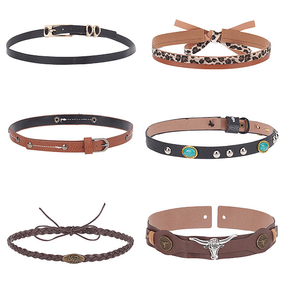 6 шт 6 стиль искусственная кожа юго-западный ковбойская шляпа лента, Сплав с поиска, накладная тесьма для шляпных аксессуаров