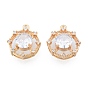 Brass Micro Pave Clear Cubic Zirconia Charms, Cadmium Free & Nickel Free & Lead Free, Octagon