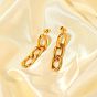18k Gold Plated Stainless Steel Cuban Chain Earrings - Long Fashion Jewelry.