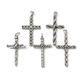 316 Surgical Stainless Steel Big Pendants, Cross Charm, Religion