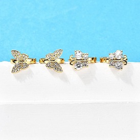 Серьги-кольца из латуни в форме бабочки, с четким кубического циркония