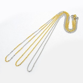 Unisex estilo casual 304 collares de cadena de cable de acero inoxidable, con cierre de langosta