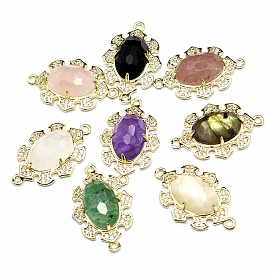 Подвески из натуральных драгоценных камней, овальные связи, с металлической фурнитурой светло-золотистого цвета
