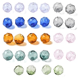 Transparent Glass Beads, Faceted, Round