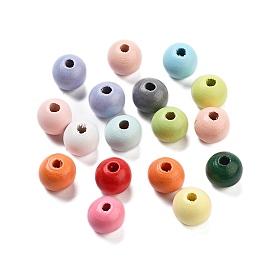 Natural Spray Painted Wood Beads, Dyed, Round