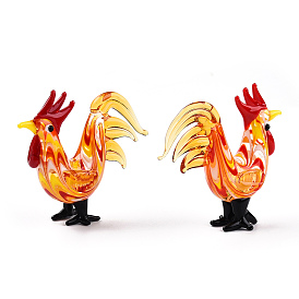 Handmade Lampwork Display Decorations, for Home Decorations, Rooster/Cock