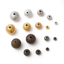 Round Brass Textured Beads, 4~12mm, Hole: 1~2mm