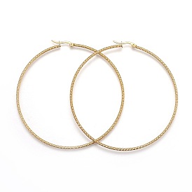 304 Stainless Steel Big Hoop Earrings, Hypoallergenic Earrings, Textured Ring Shape