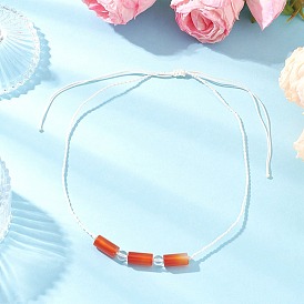 Регулируемые ожерелья из натурального сердолика и синтетического кварцевого кристалла с круглыми бусинами