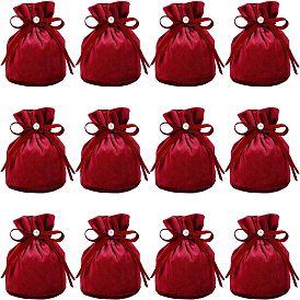 Velvet Jewelry Bags with Drawstring & Plastic Imitation Pearl, Velvet Cloth Gift Pouches