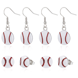 6 пары 2 стили комплекты из бейсбольных сережек-гвоздиков и подвесок из сплава, с 925 штырями стерлингового серебра, платина