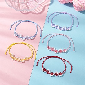 Браслеты из плетеного бисера и стеклянных бусин, Регулируемые браслеты из плетеного нейлонового шнура для женщин, звезда