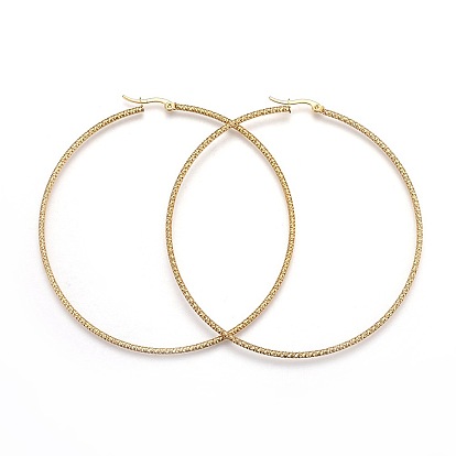 304 Stainless Steel Big Hoop Earrings, Hypoallergenic Earrings, Textured Ring Shape