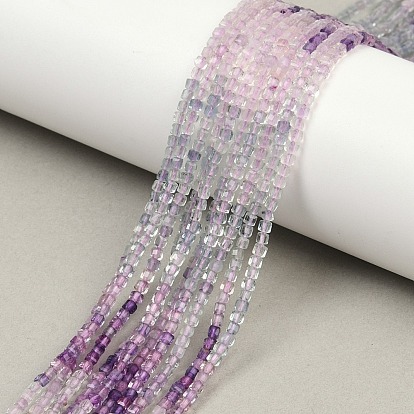 Природного флюорита бисер нитей, граненые, кубические, градиент цвета