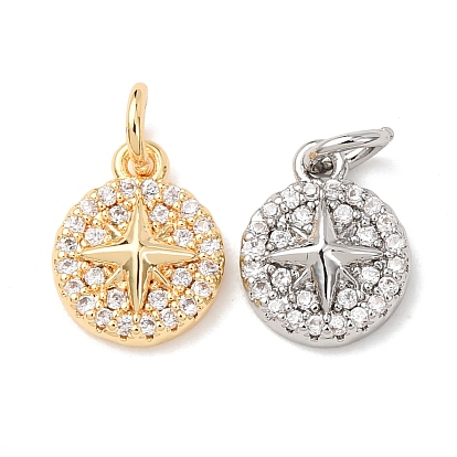 Латунные микро проложить кубического циркония подвески, плоский круглый со звездными подвесками, с целью перехода в кольце, стойки покрытие, долговечный