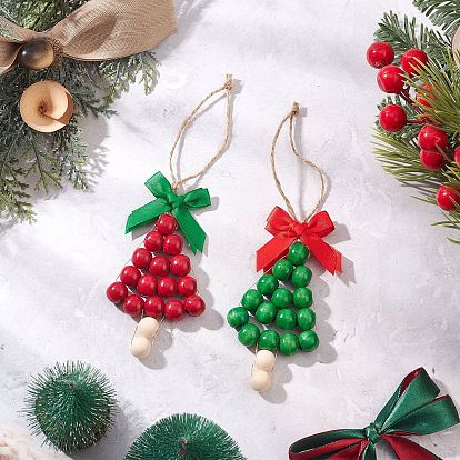 Рождественские елки деревянные подвесные украшения, подвесной декор из джутового шнура