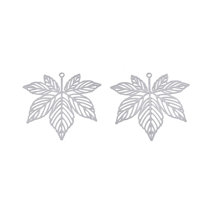 201 Stainless Steel Pendants, Etched Metal Embellishments, Leaf