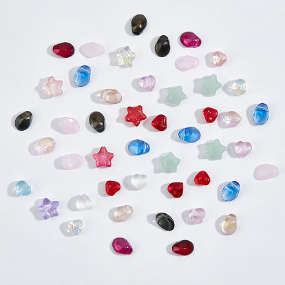 CHGCRAFT DIY Glass Beads & Charm Making Finding Kit, Including 60Pcs Heart & 40Pcs Star Glass Beads, 60Pcs Oval Glass Charm