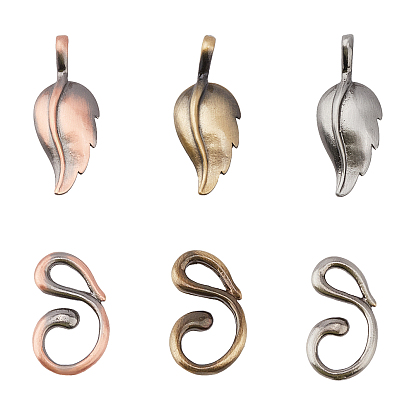 Brass Hook Clasps, For Leather Cord Bracelets Making, Leaf