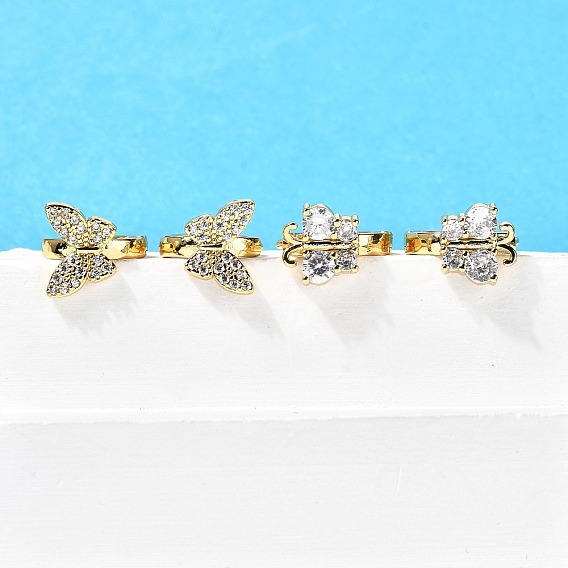 Серьги-кольца из латуни в форме бабочки, с четким кубического циркония