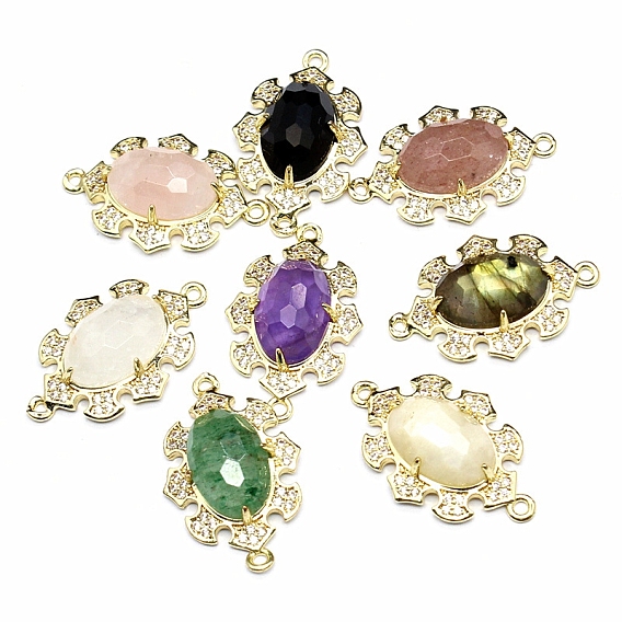 Подвески из натуральных драгоценных камней, овальные связи, с металлической фурнитурой светло-золотистого цвета