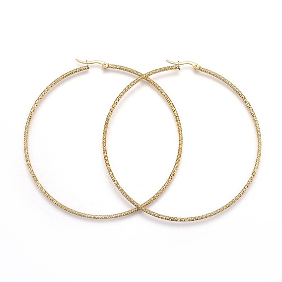 304 pendientes grandes de acero inoxidable, pendientes hipoalergénicos, forma de anillo con textura